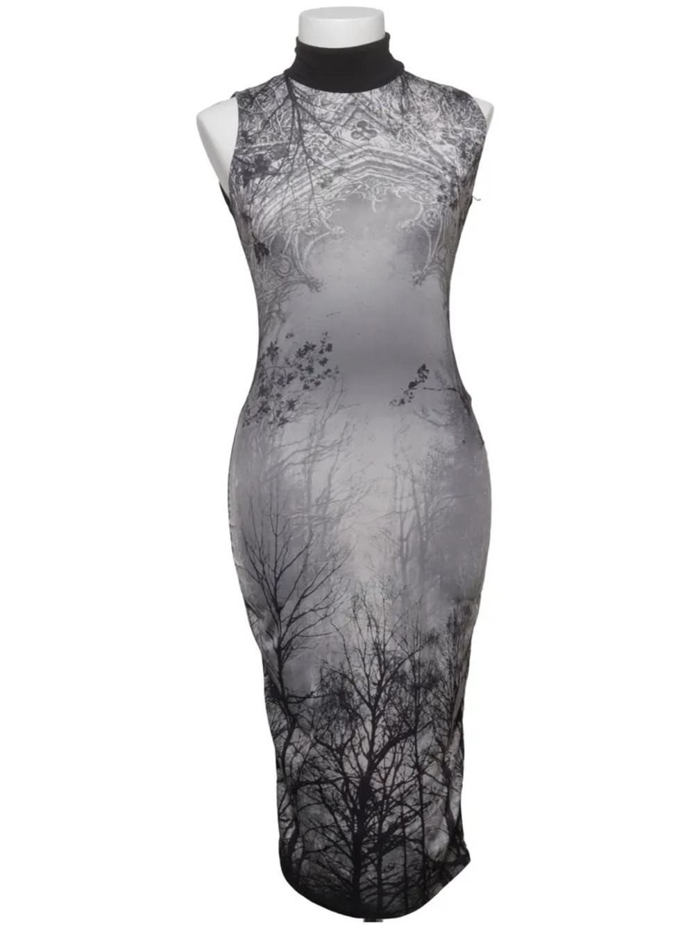 ASOS Gothic-inspired Graphic-print High-neck Dress Perfect For Halloween Parties
